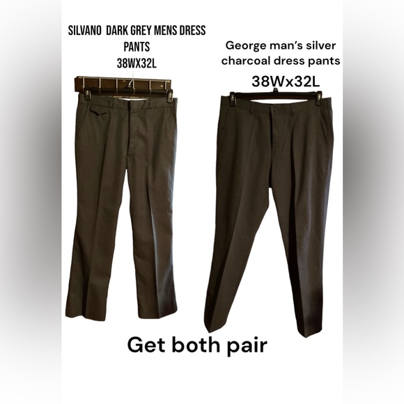 Pants Mens Heather Charcoal Dress Pants Silvano Dark